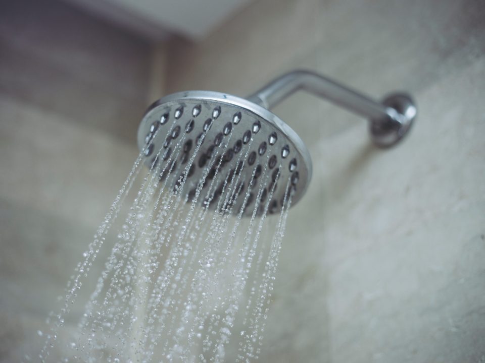 Water from shower head